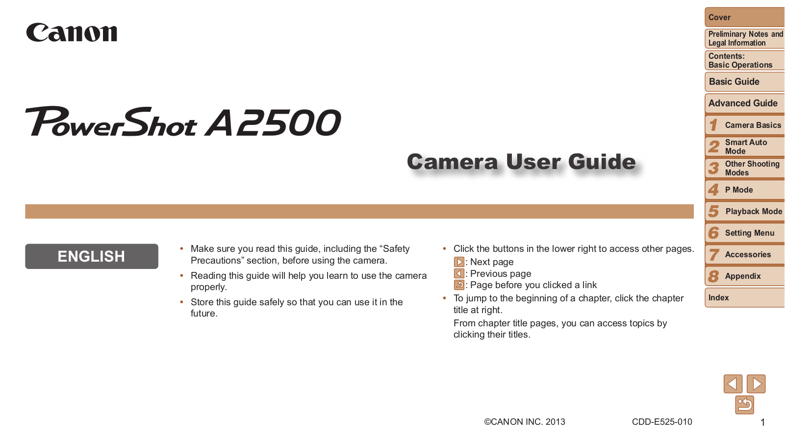 Canon A2500 User Manual