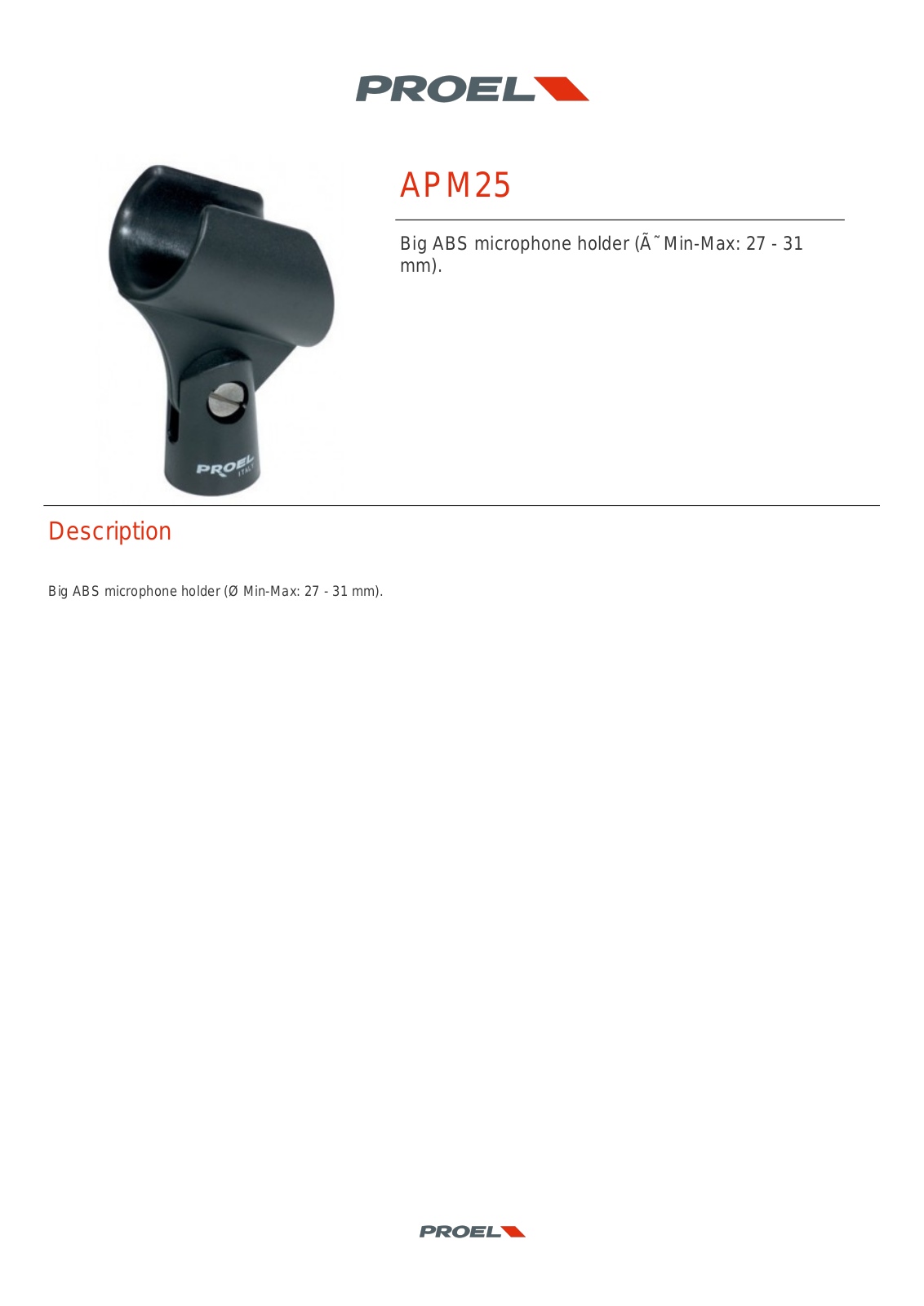 PROEL APM25 TECHNICAL SPECIFICATIONS - ManualMachine.com