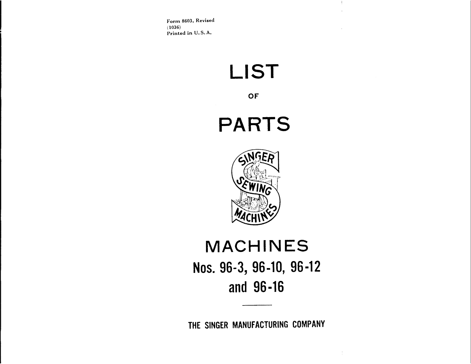 Singer 96-3, 96-16, 96-10, 96-12 User Manual