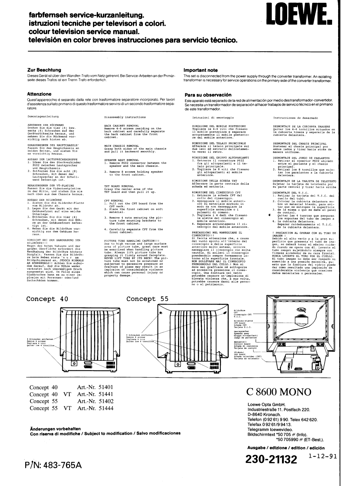 Loewe C8600 Schematic