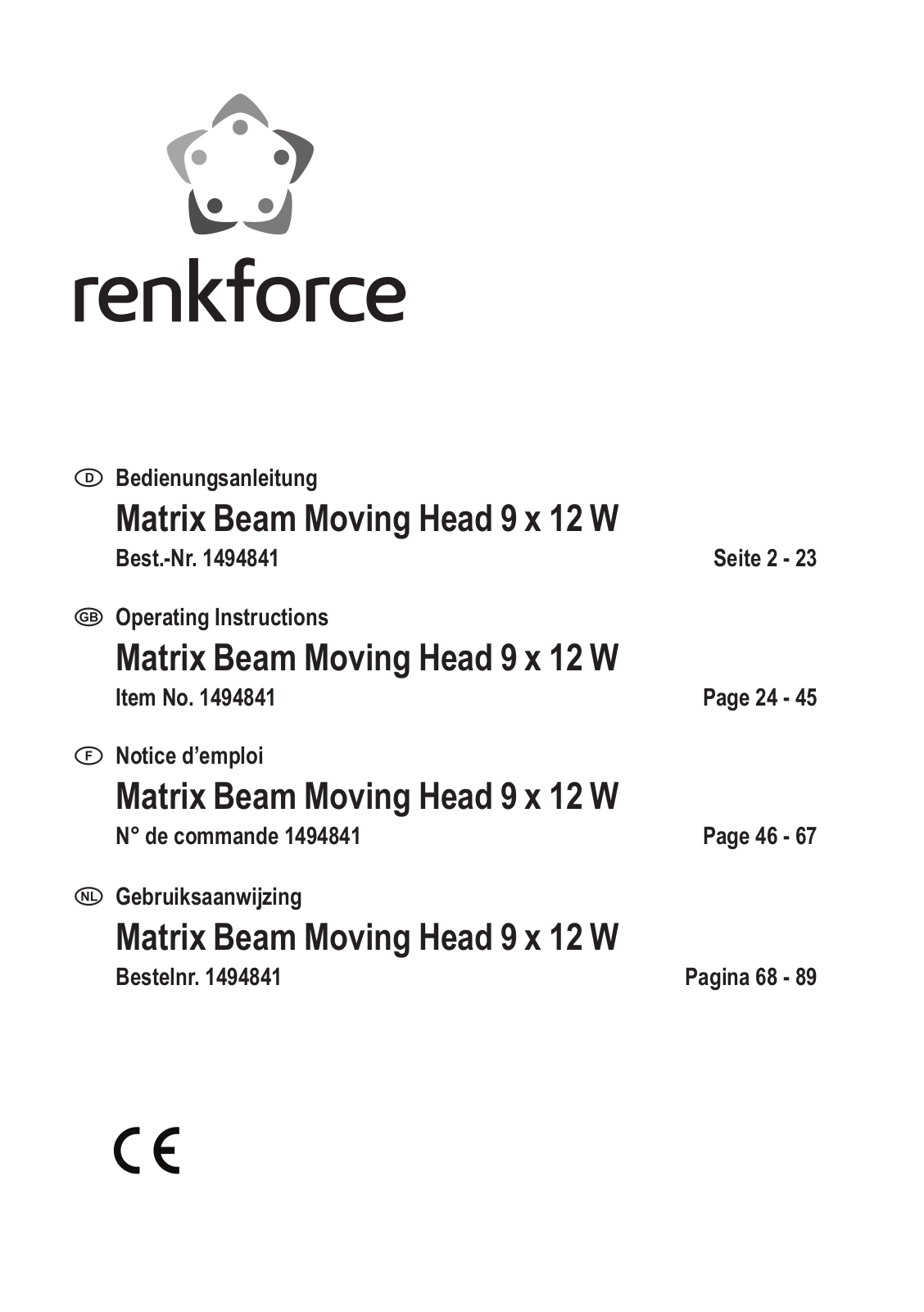 Renkforce 1494841 Operating Instructions