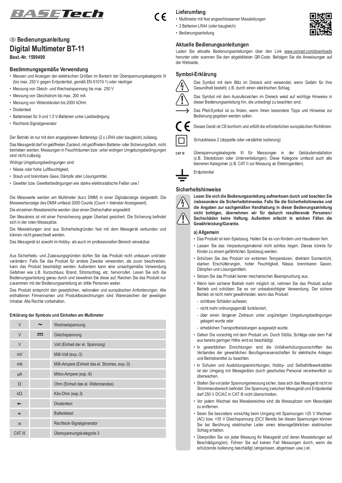 Basetech BT-11, 1599499 User guide