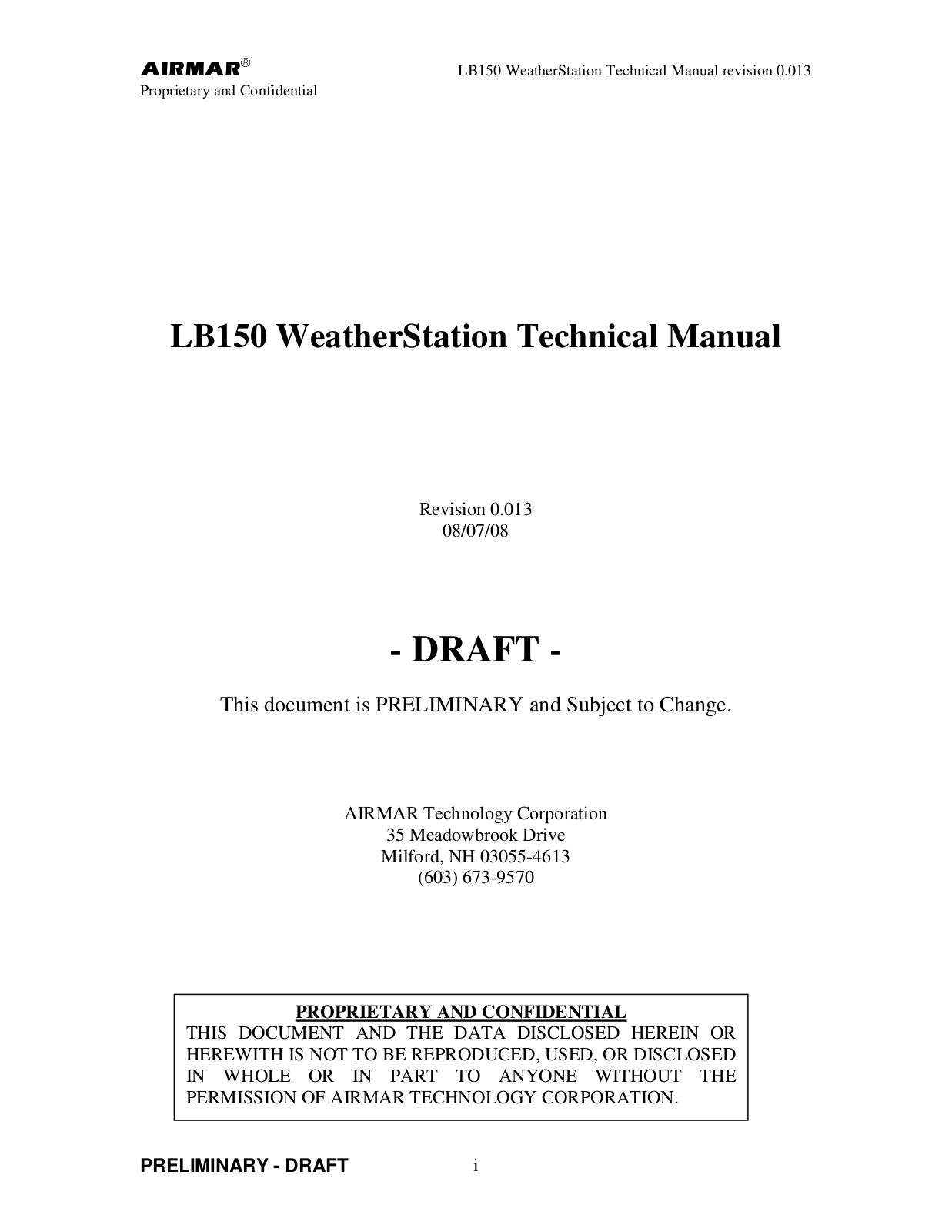 Airmar LB150 User Manual