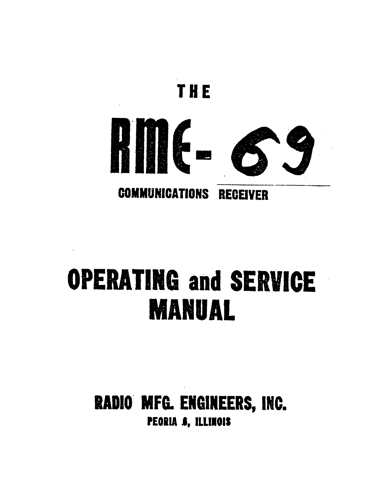 Radio MFG. Engineers RME-69 Service manual