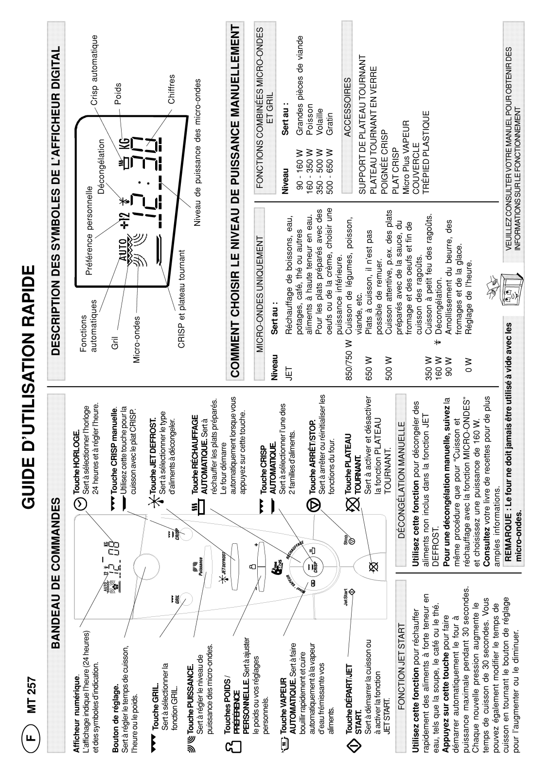 Whirlpool MT 257 Quick start guide