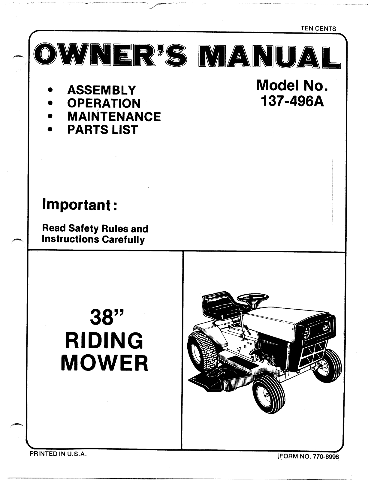 MTD 137-496A User Manual