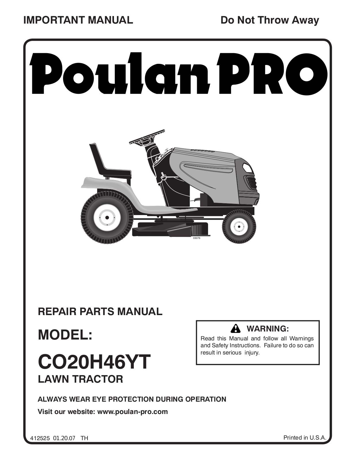 Poulan 412525 User Manual