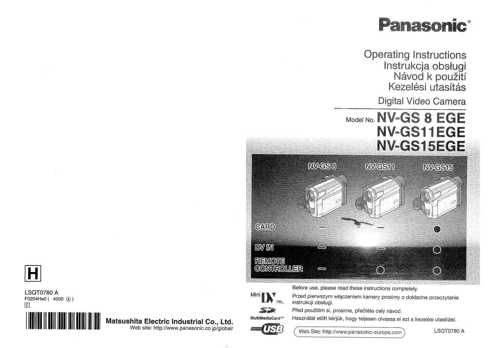 Panasonic NV-GS11EGE-S, NV-GS15EGE-S User Manual