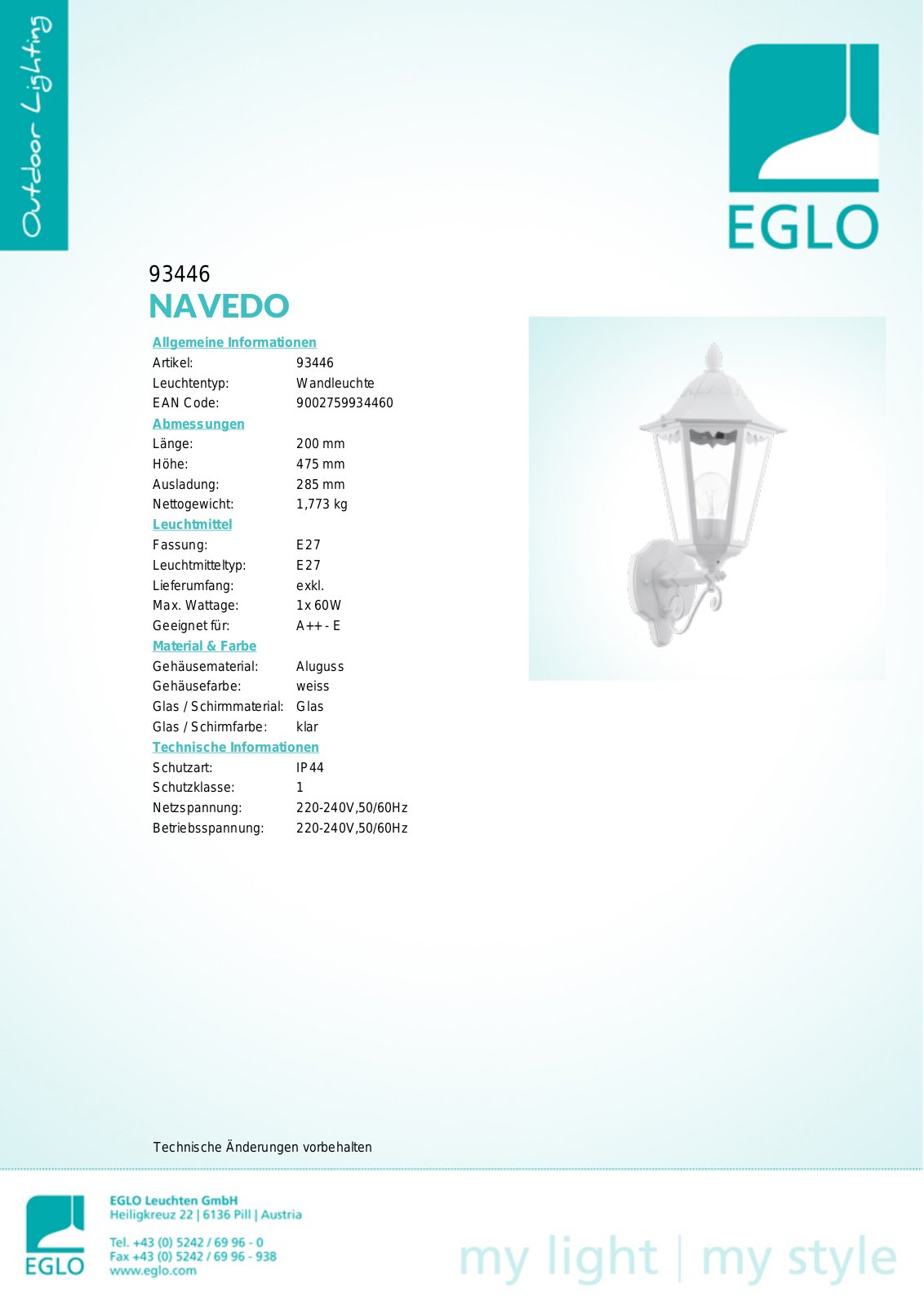 Eglo 93446 Service Manual