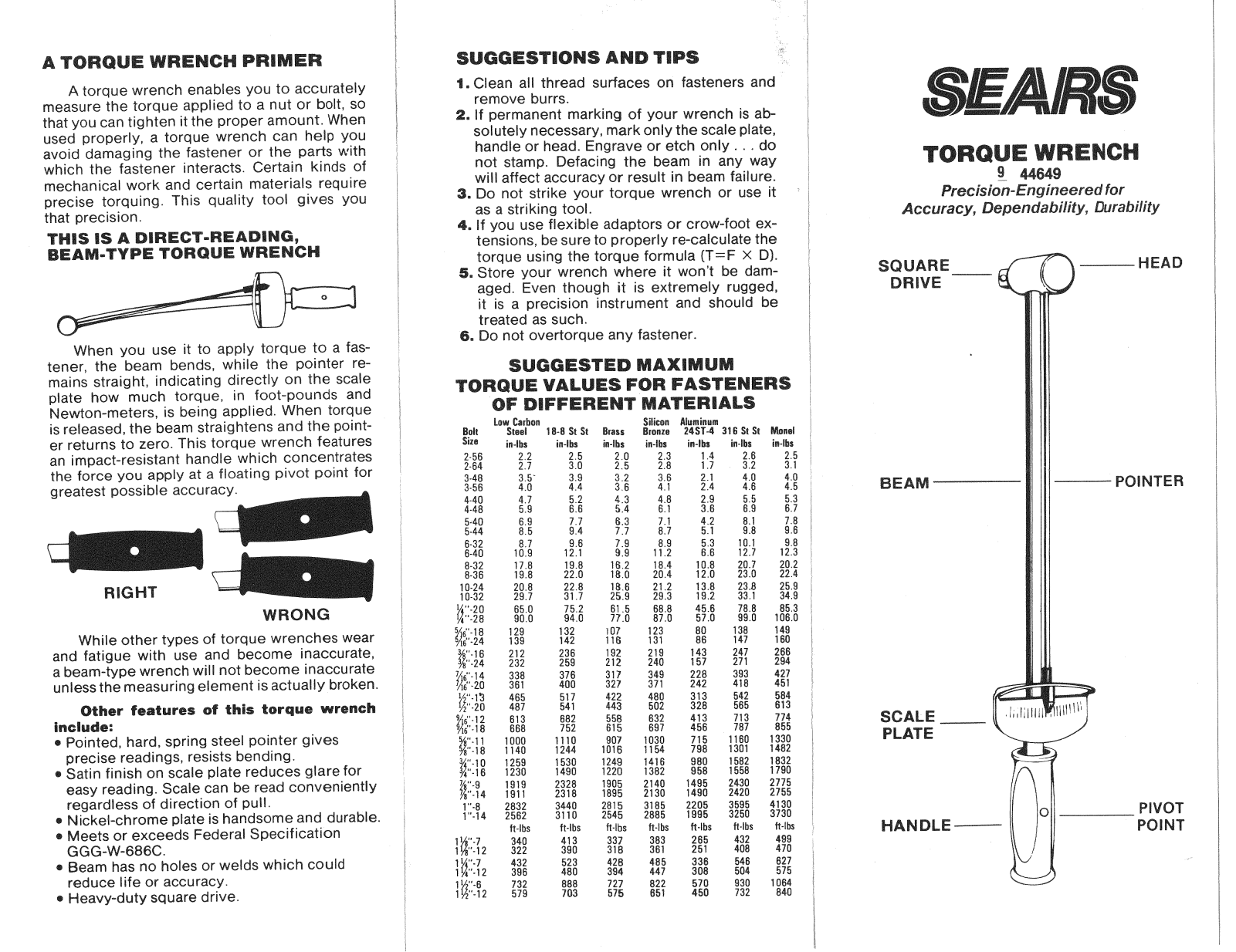 Sears 9.44649 User Manual