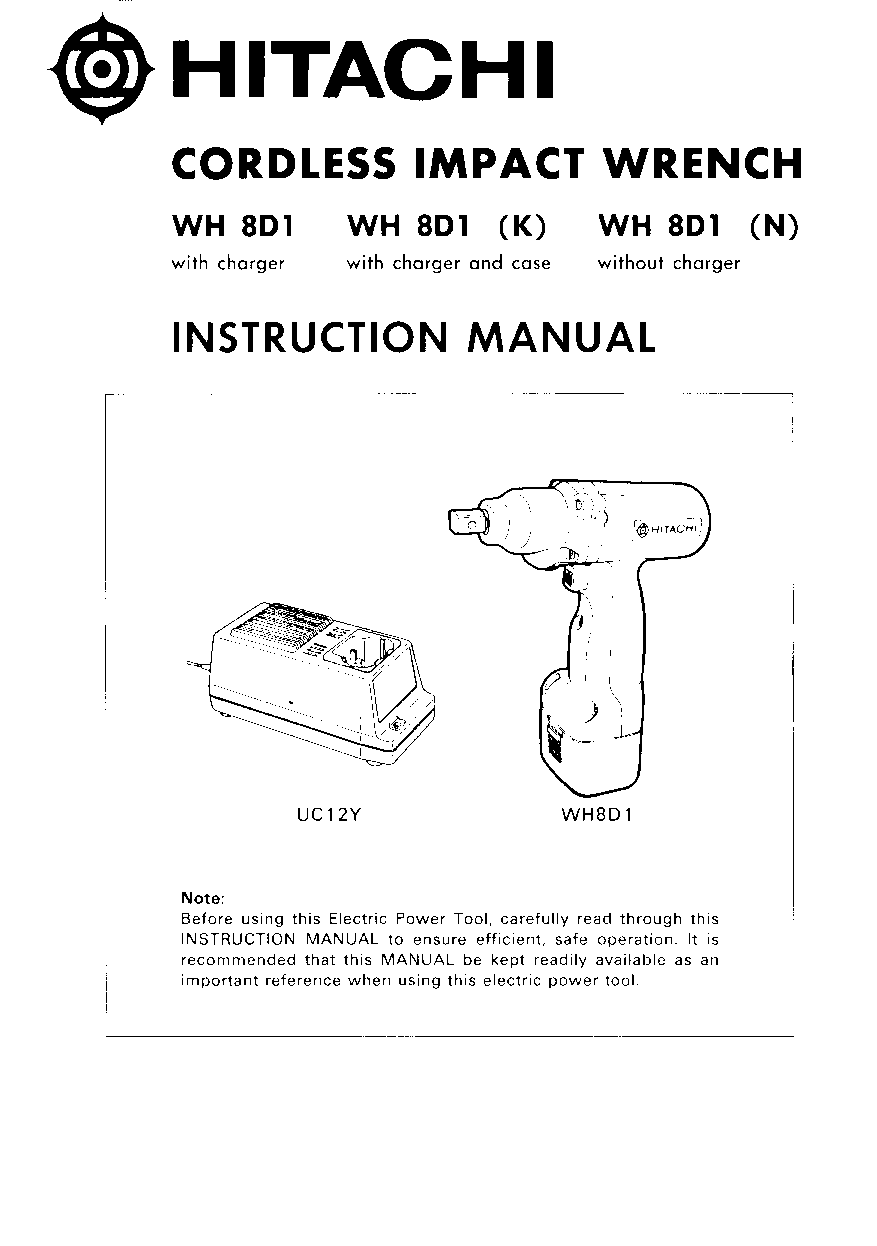 Hitachi WH8D1 User Manual