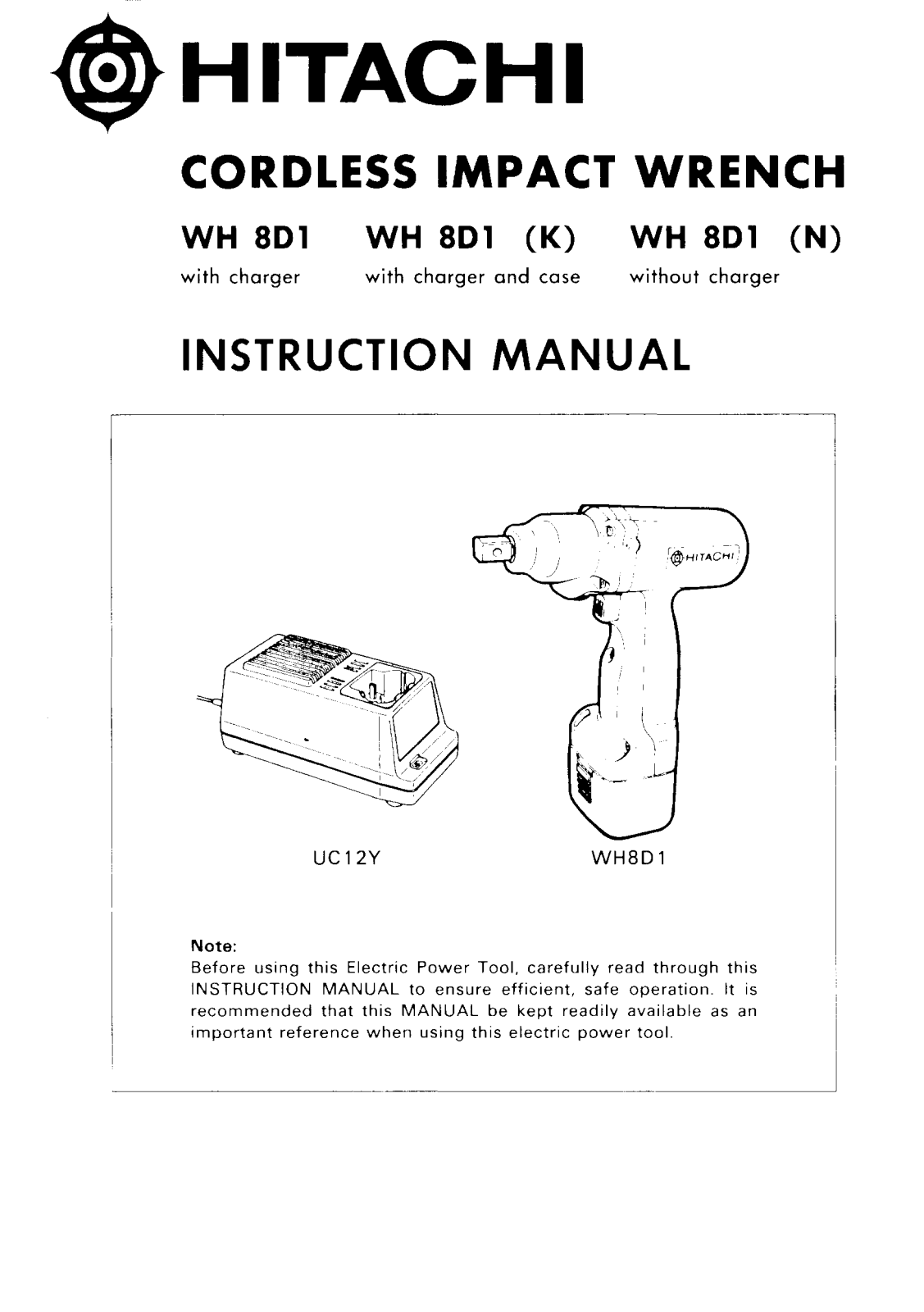 Hitachi WH8D1 User Manual