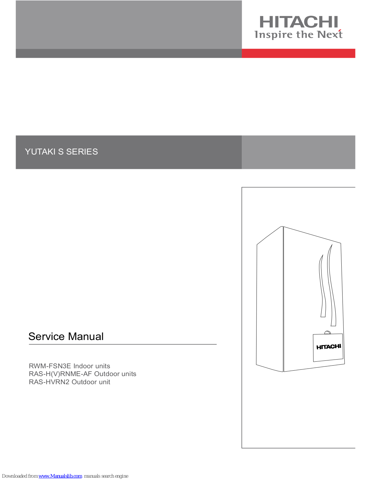 Hitachi RAS-HVRN2, RAS-HVRNME-AF, RWM-FSN3E, RWM-HFSN3E, RWM-2.0FSN3E Service Manual