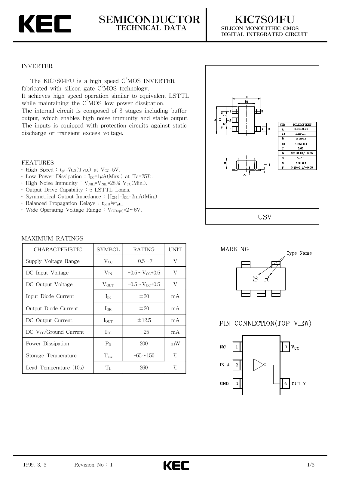 KEC KIC7S04FU Datasheet