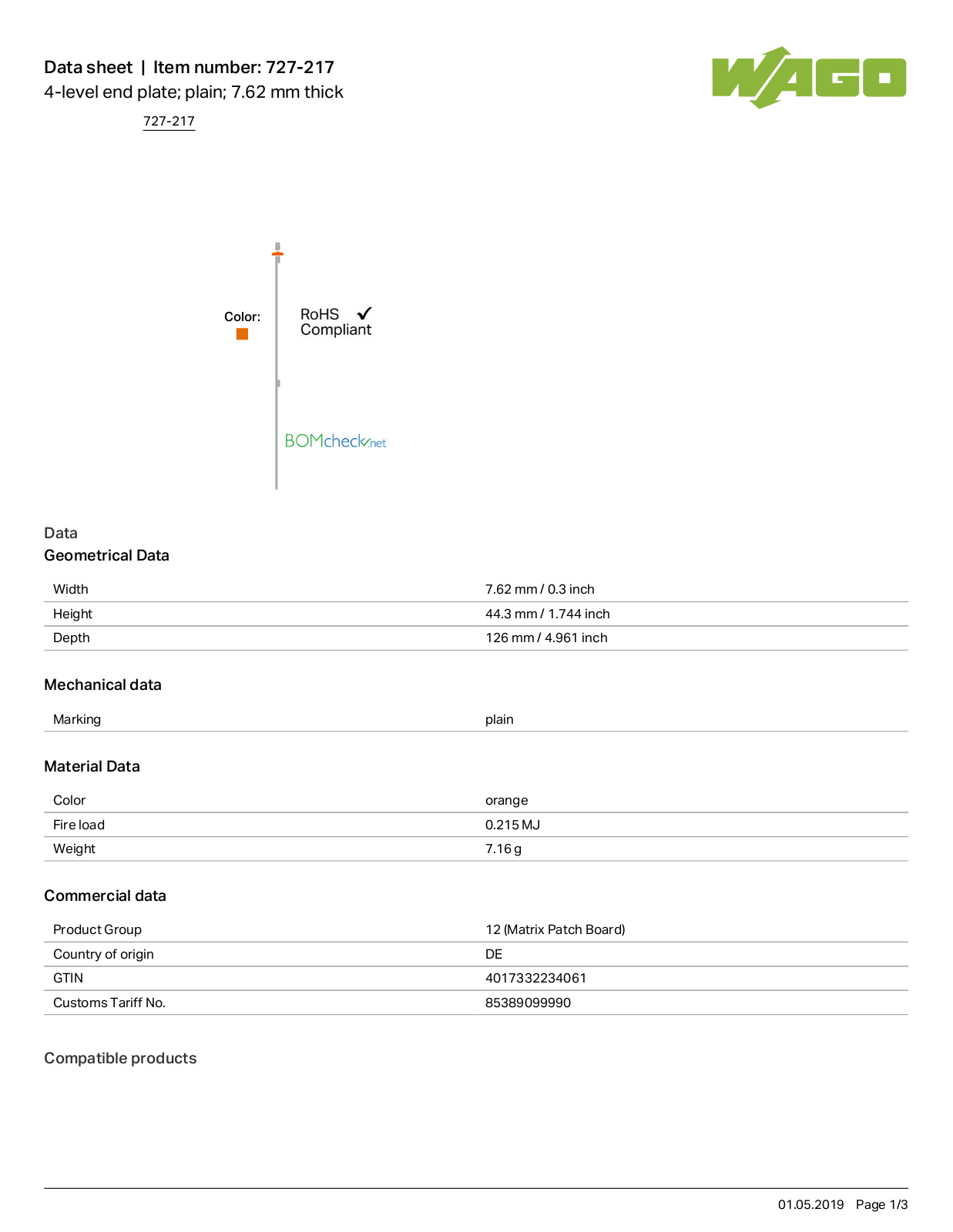 Wago 727-217 Data Sheet