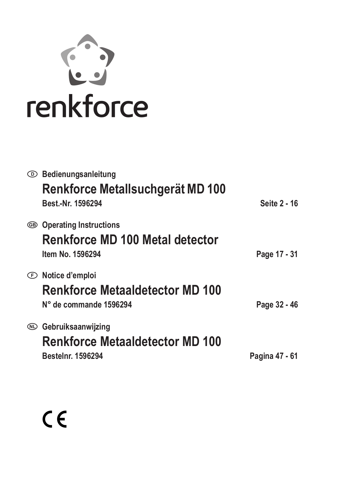 Renkforce 1596294 Operating Instructions