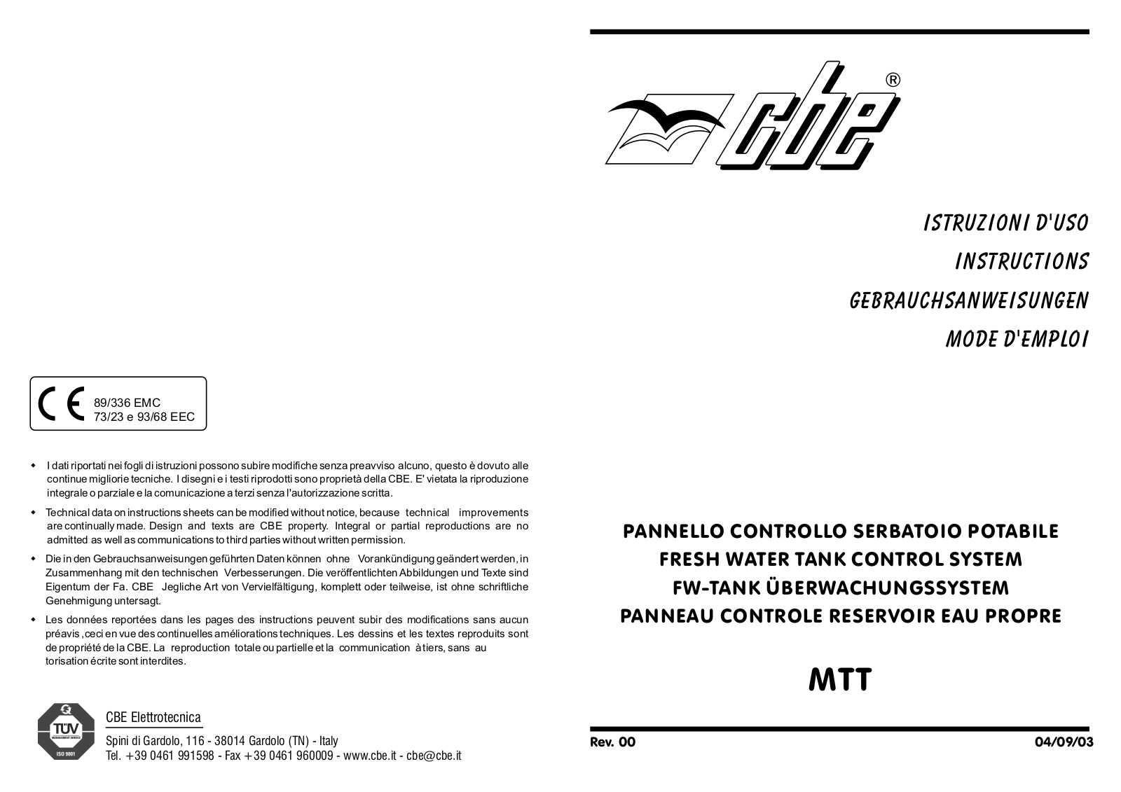 CBE SP5 Series, MTT Instructions Manual - ManualMachine.com