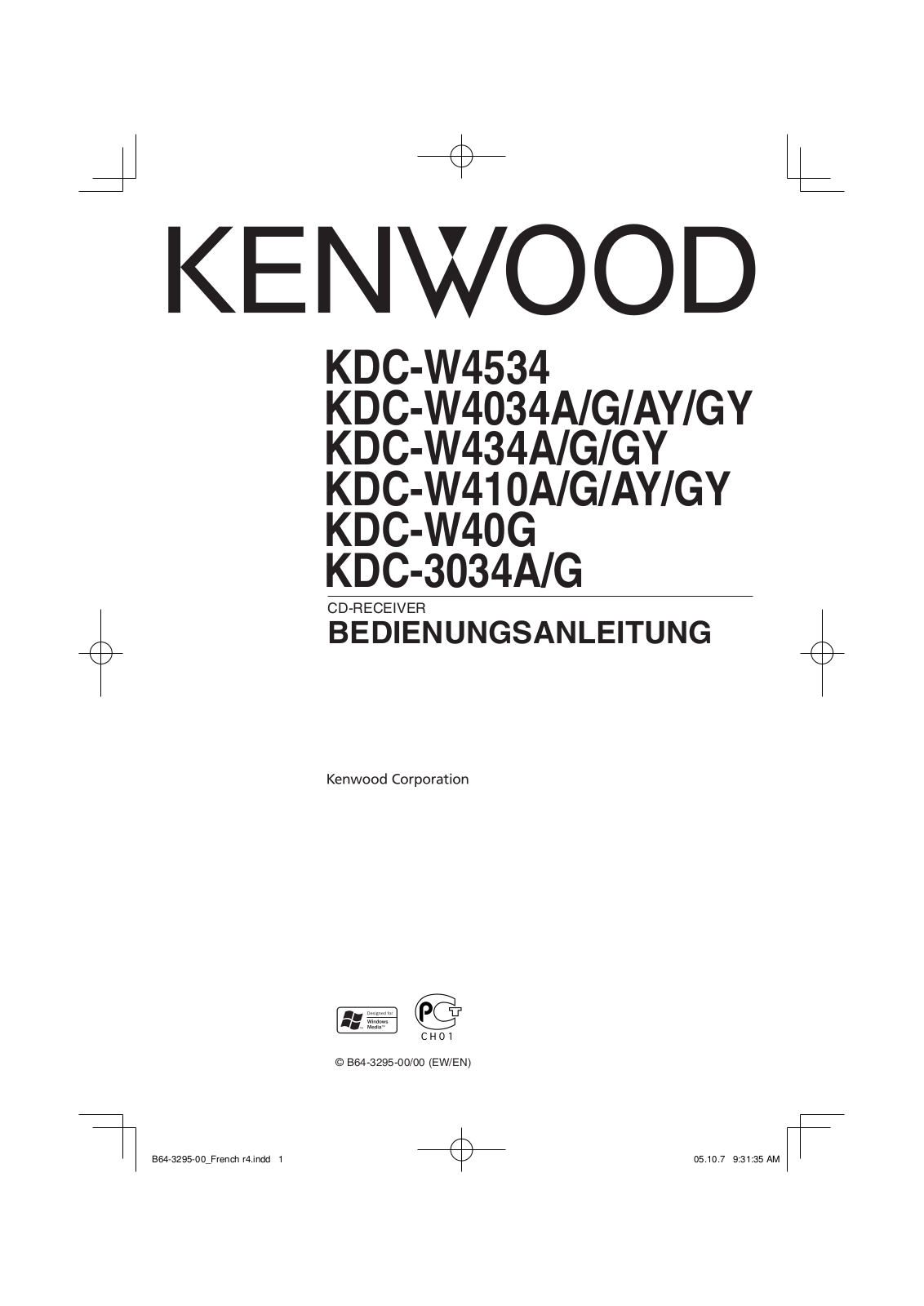 Kenwood KDC-W4534, KDC-W4034A, KDC-W4034G, KDC-W4034AY, KDC-W4034GY User Manual