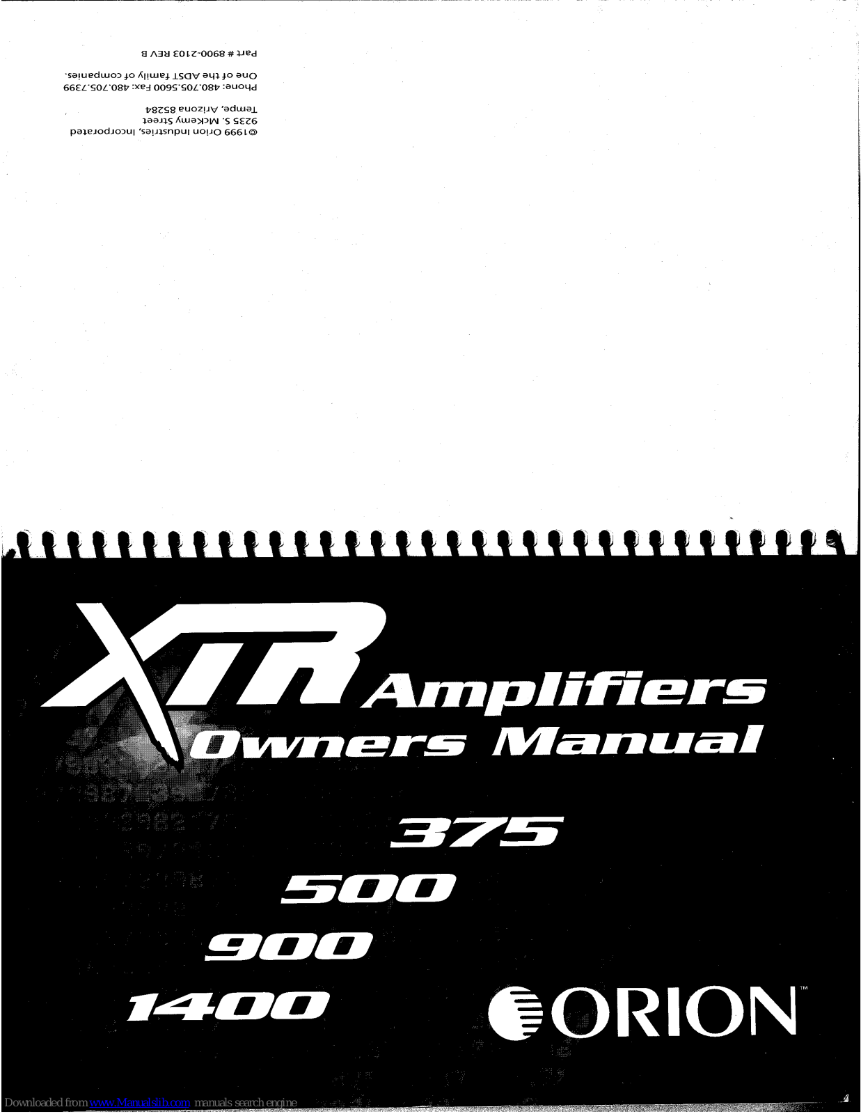 Orion XTREME 1400, XTREME 375, XTREME 500, XTREME 900 Owner's Manual