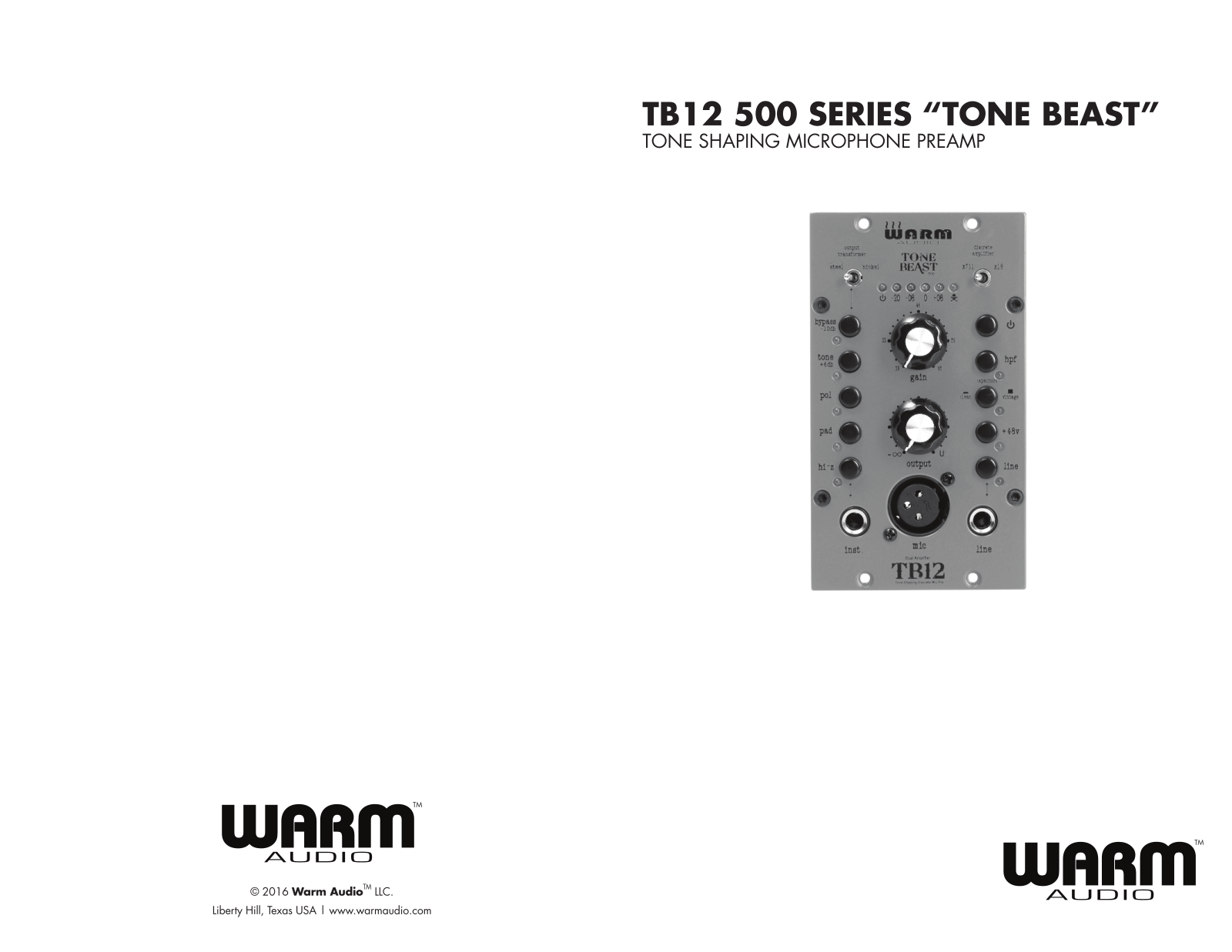 Warm Audio TB12 500 Users Manual