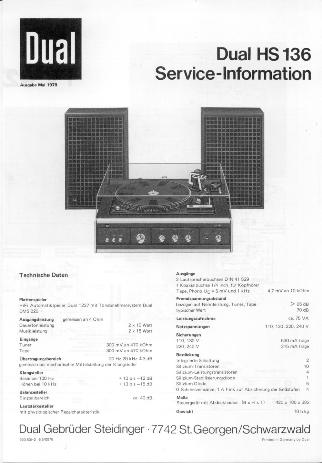 Dual HS-136 Service manual