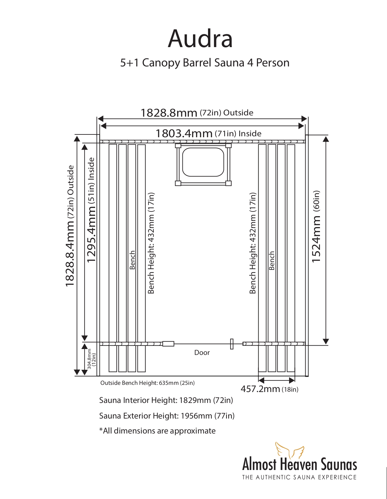 Almost Heaven AHCPY66RU Technical Drawing - ManualMachine.com