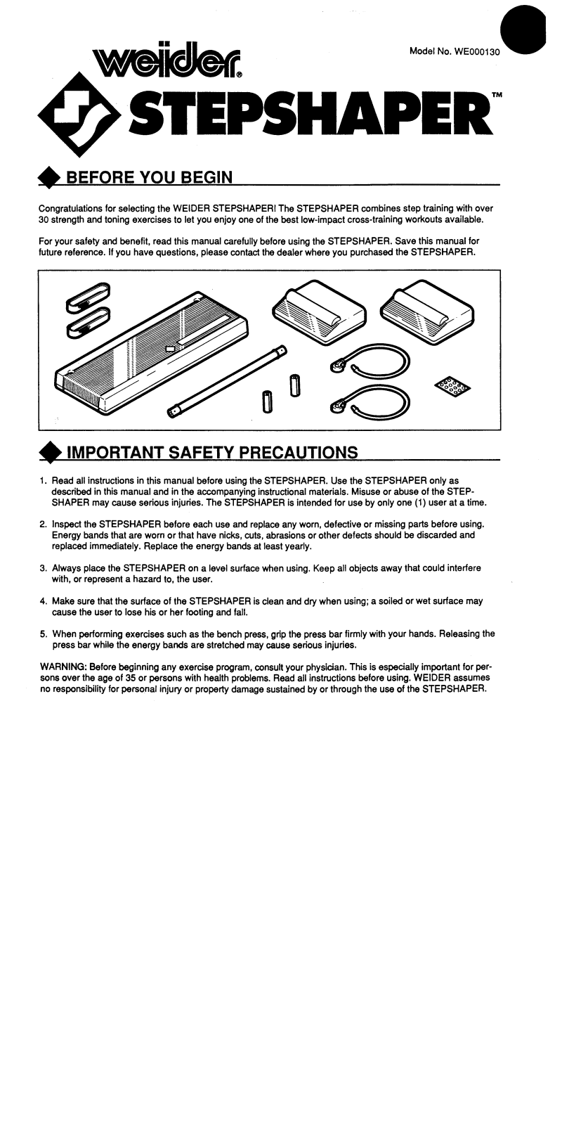 Weider STEPSHAPER Owner's Manual