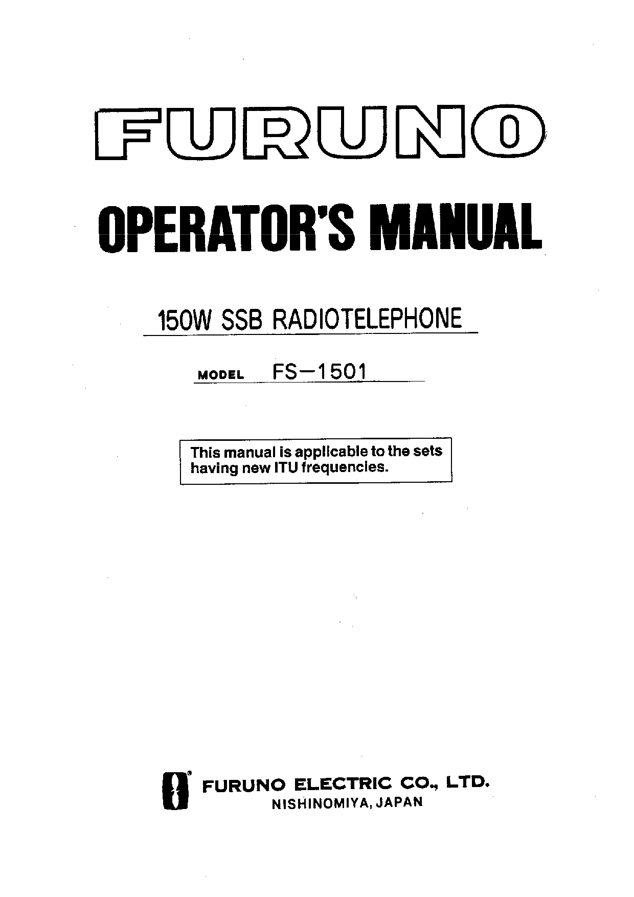 Furuno FS-1501 User Manual