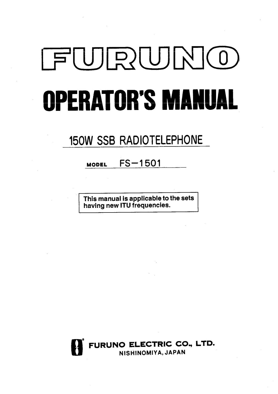 Furuno FS-1501 User Manual