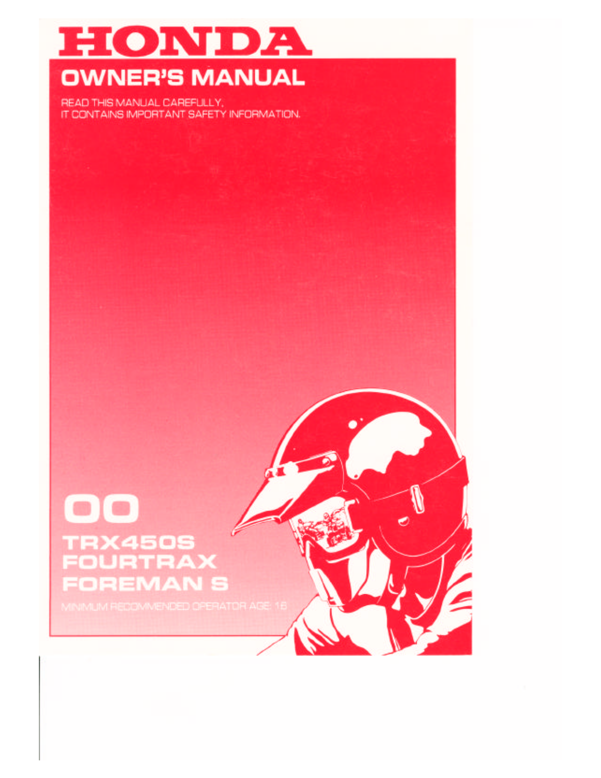 Honda TRX450S 2000 Owner's Manual