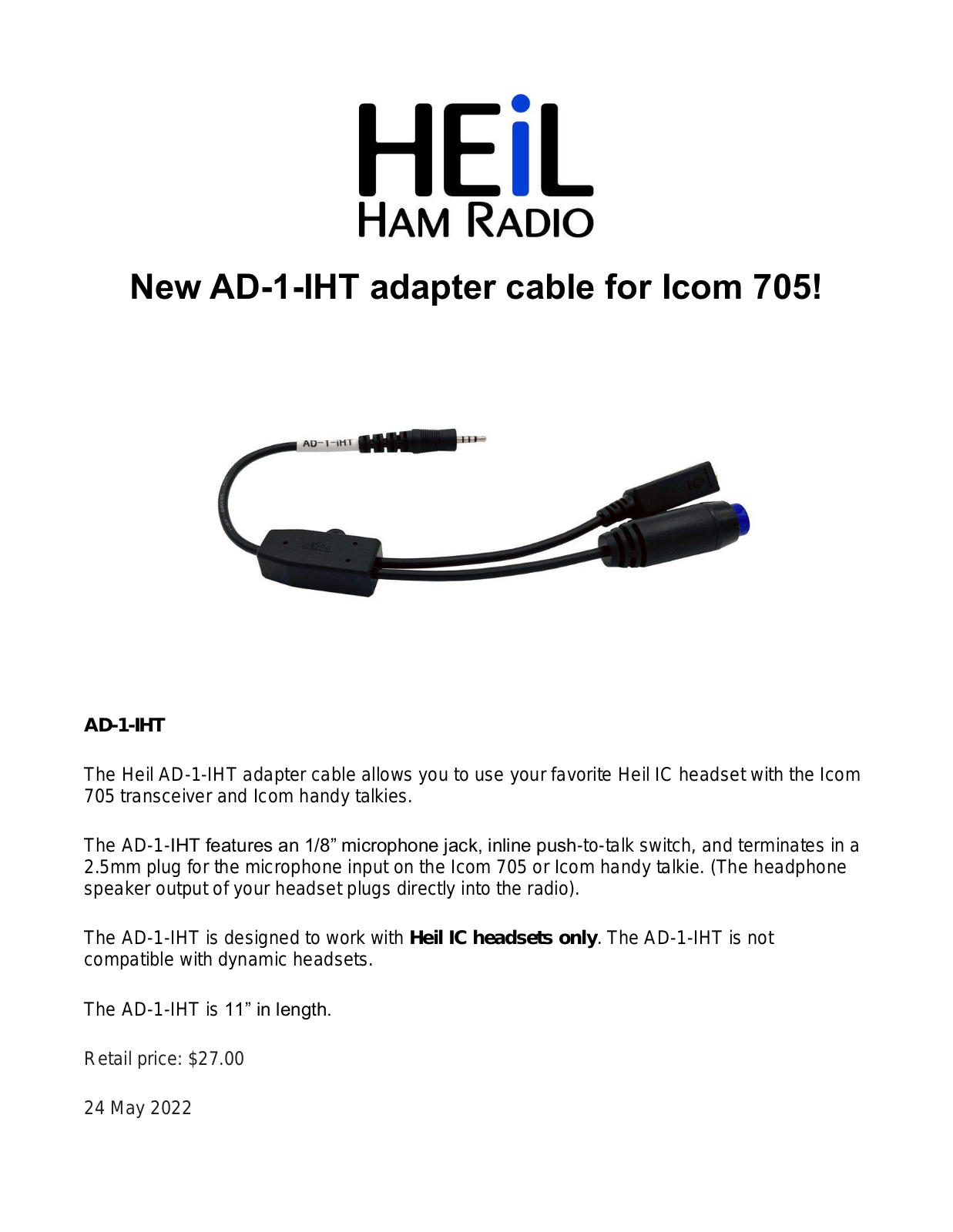 Heil Sound AD-1-IHT Information Sheet - ManualMachine.com