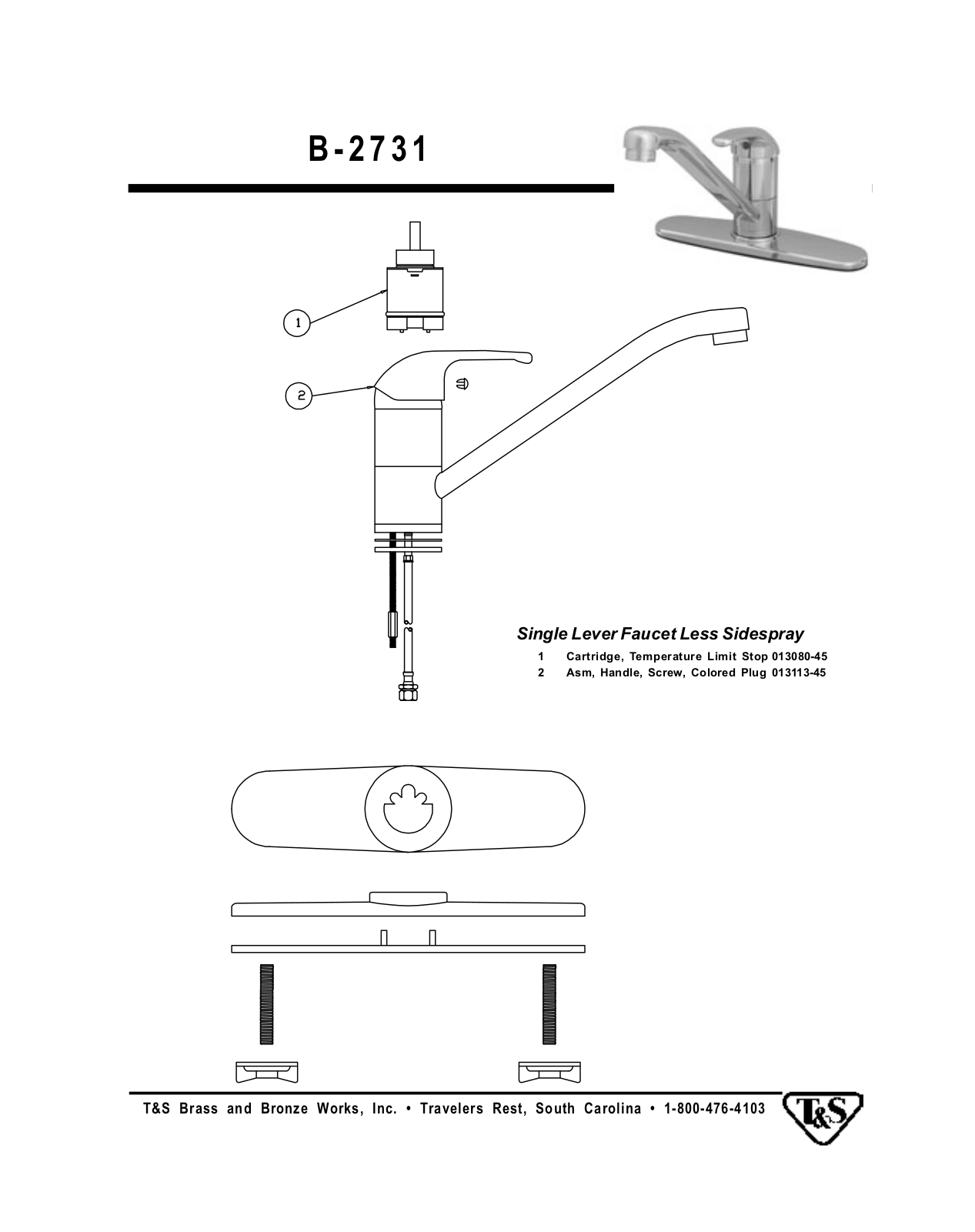 T & S Brass & Bronze Works TSB4257 Part Manual