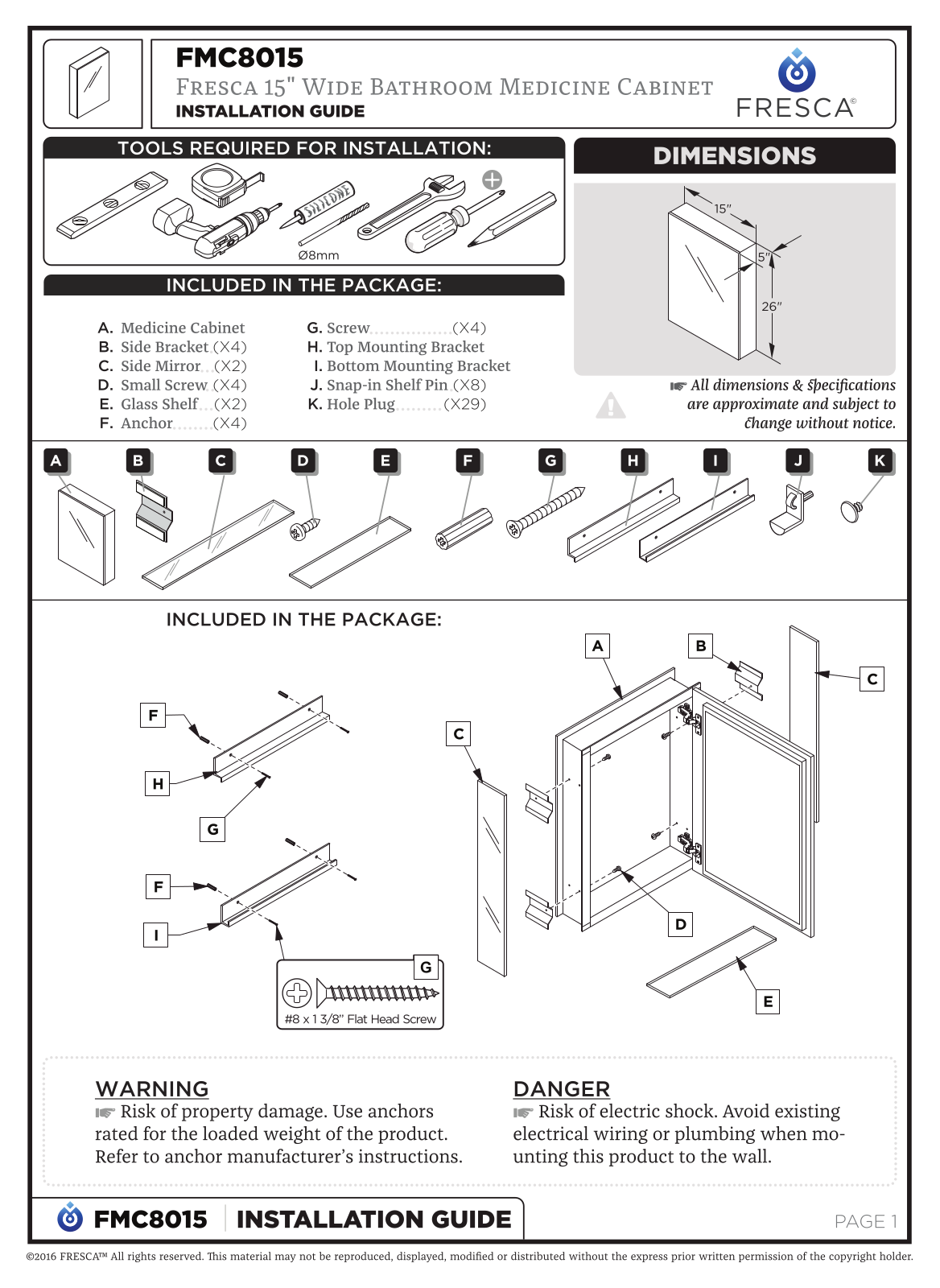 Fresca FMC8015, FMC8030 Installation Manual