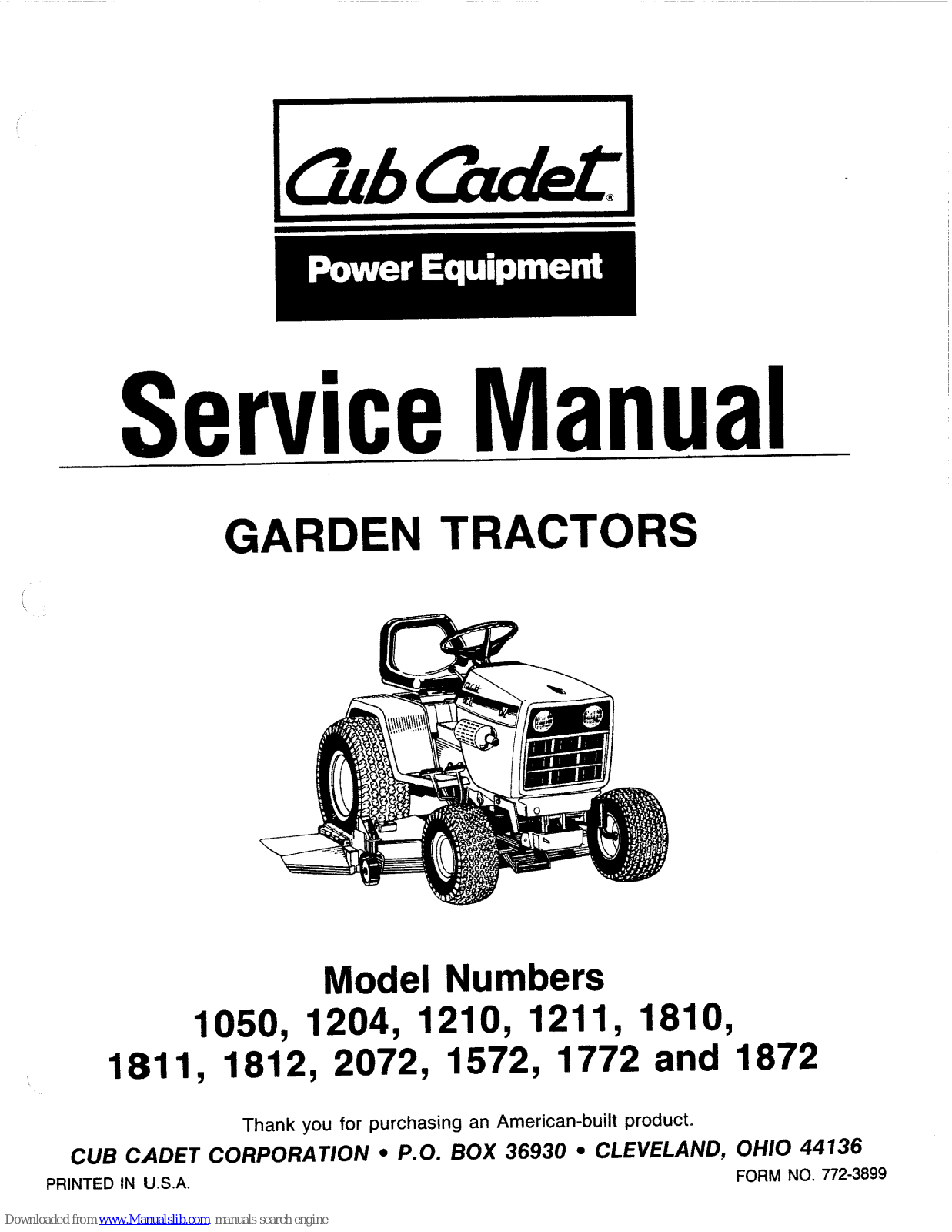 Cub Cadet 1050, 1211, 1810, 1204, 1811 Service Manual