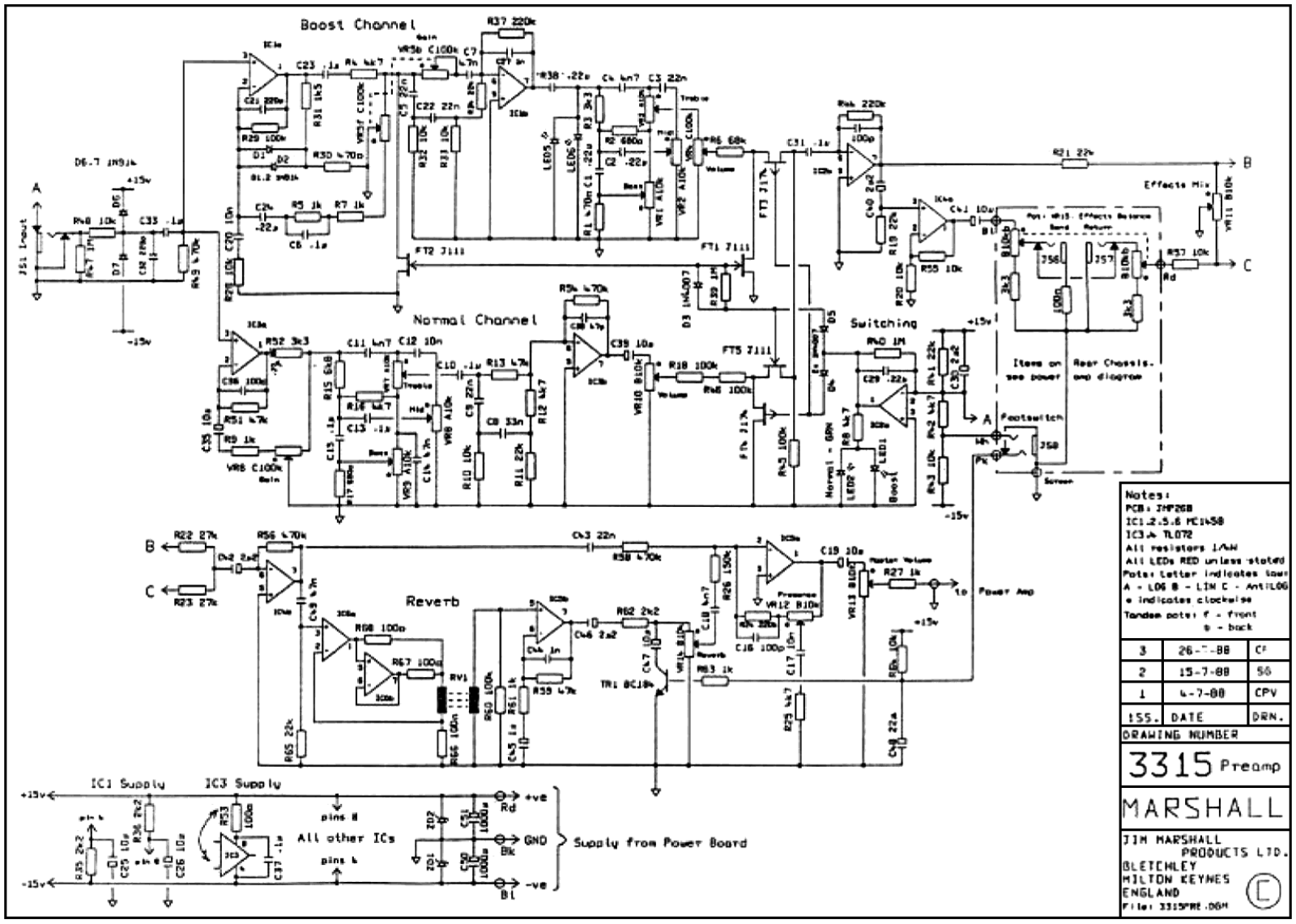 Marshall 3315-Preamp Schematic