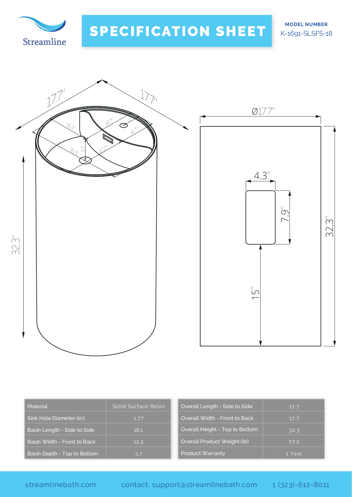 Streamline K1691SLSFS18 Specifications