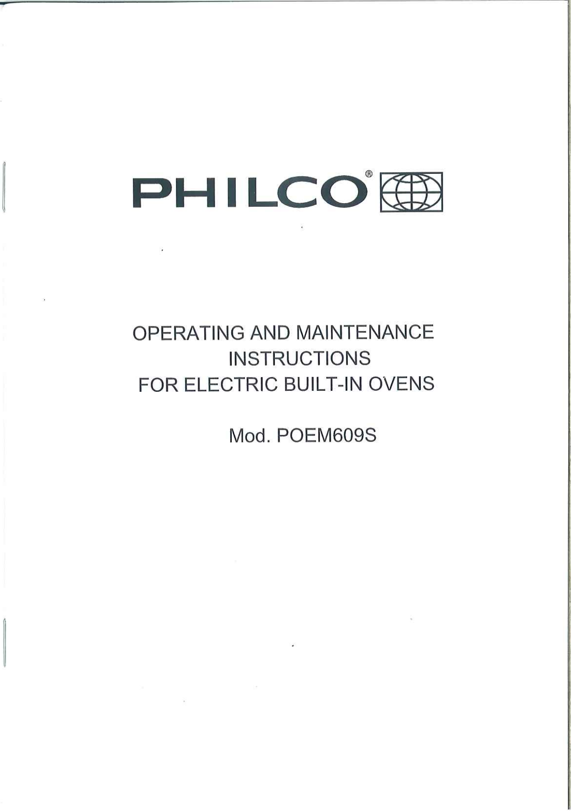 PHILCO POEM609S User Manual