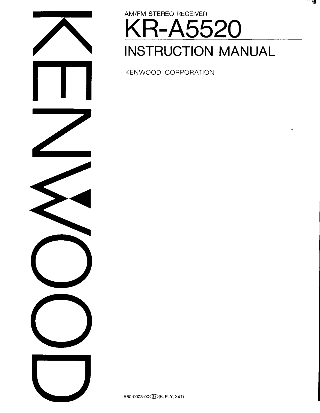 Kenwood KR-A5520 Owner's Manual