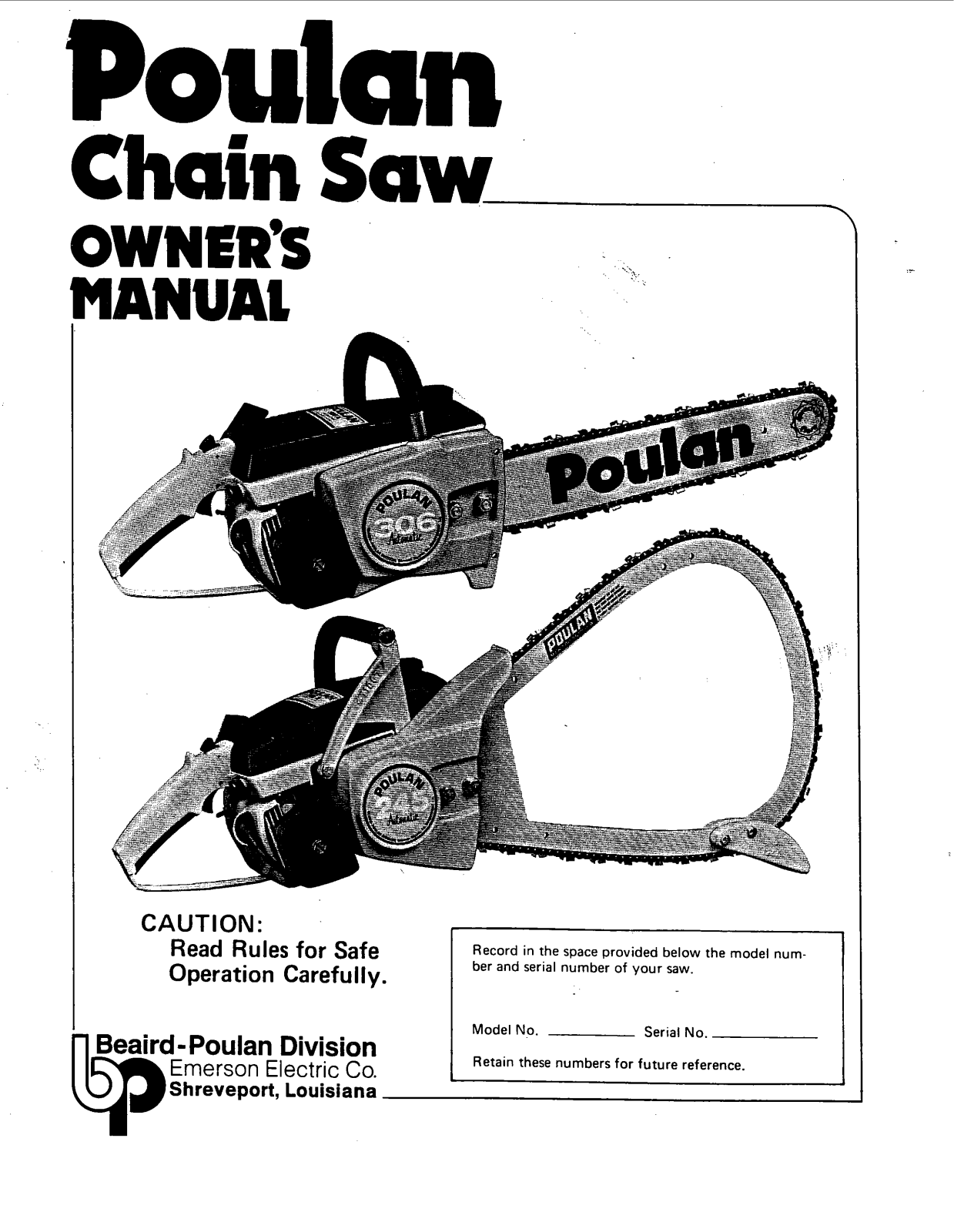 Poulan 245 User Manual