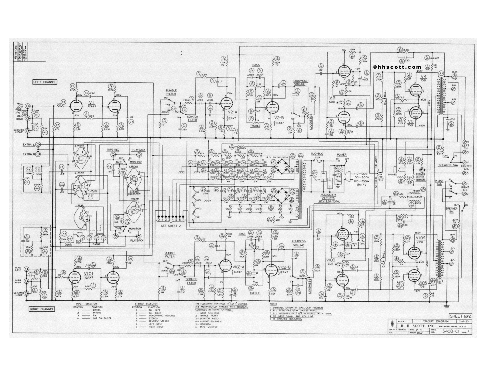 H.H. Scott 340-B Schematic