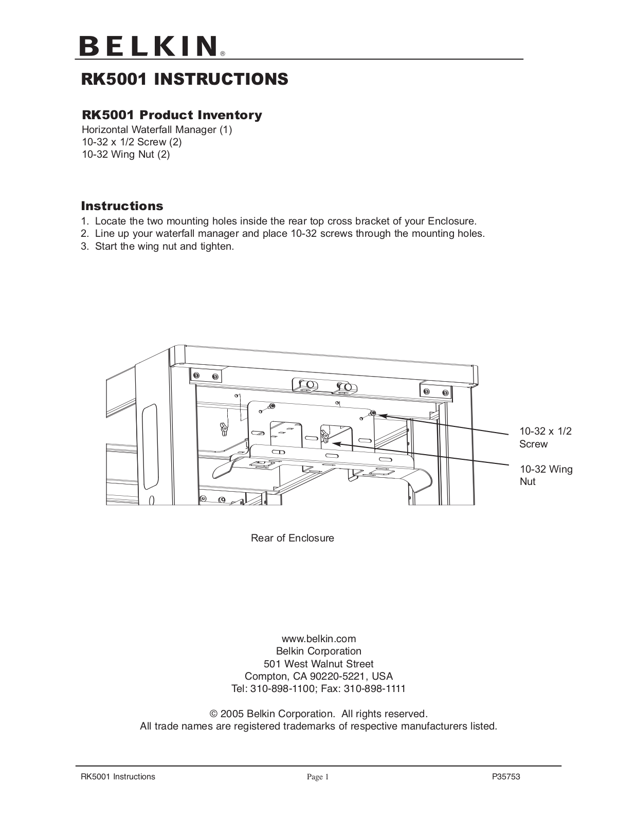 Belkin RK5001 User Manual