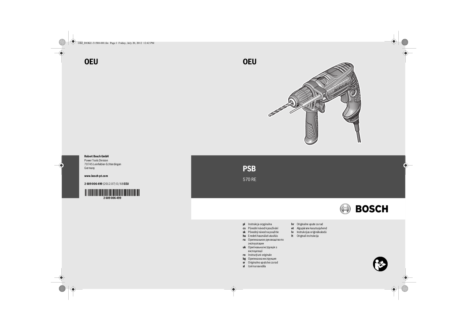 BOSCH PSB 570 RE User Manual