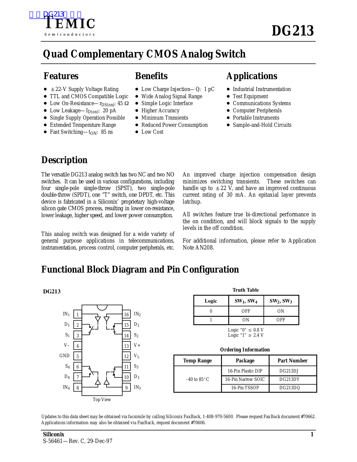 TEMIC DG213 User Manual