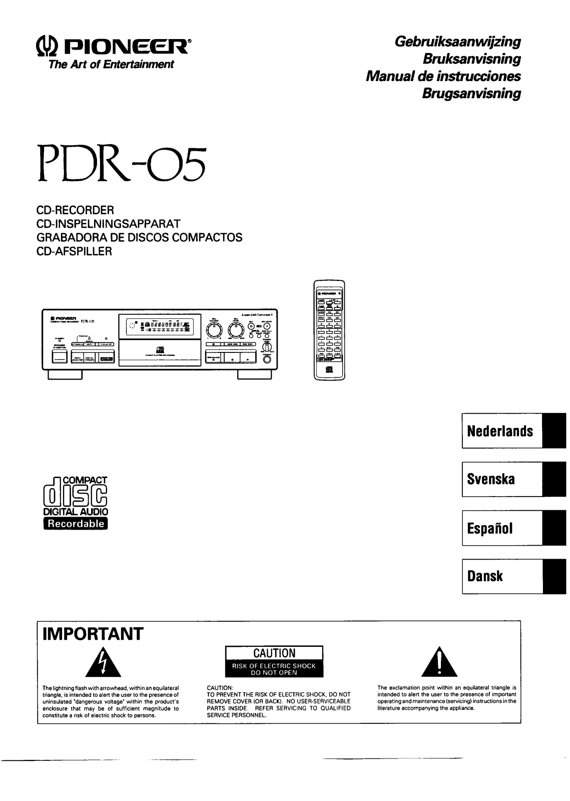 Pioneer PDR-05 Owners manual