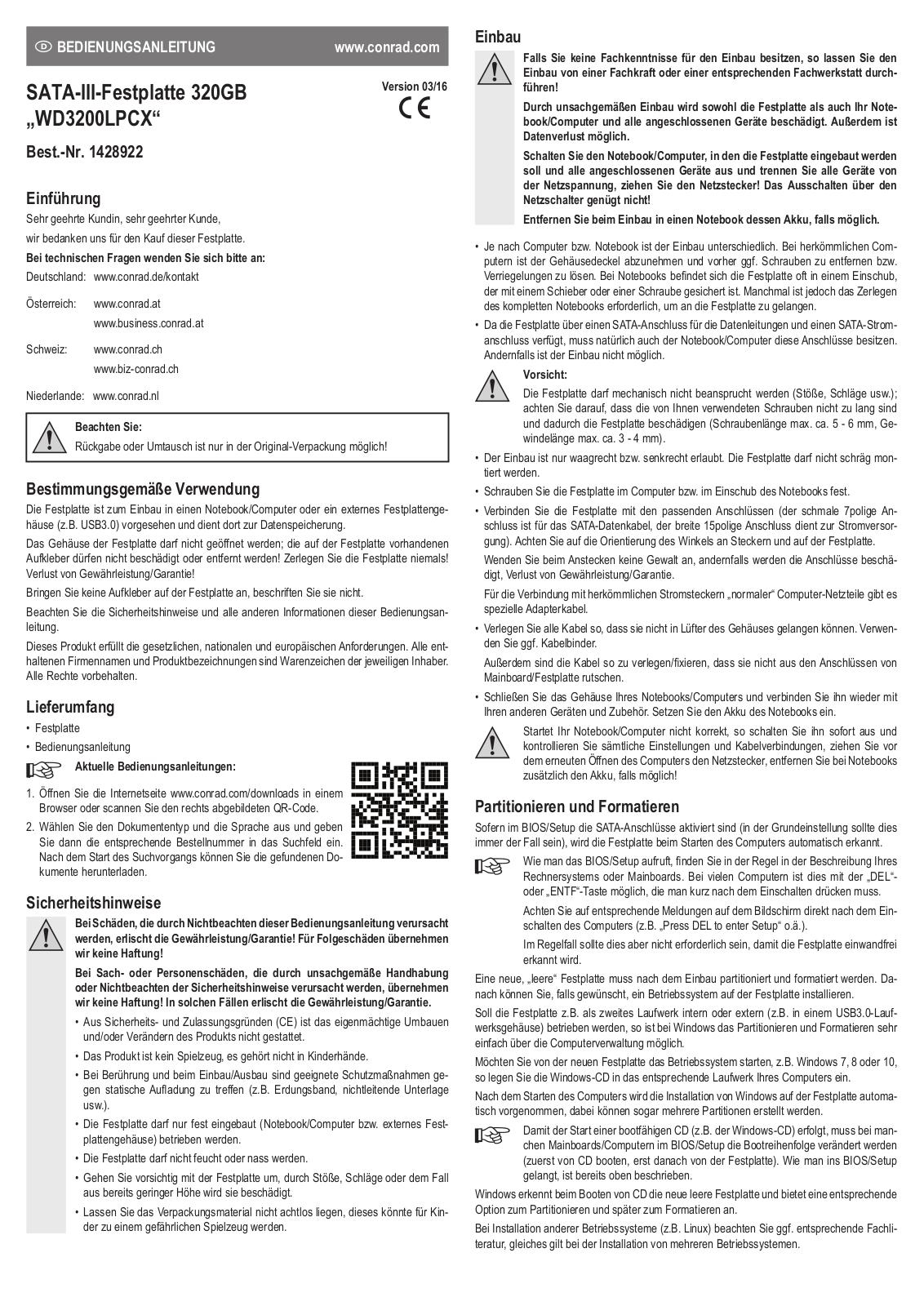 Western Digital WD3200LPCX Operation Manual