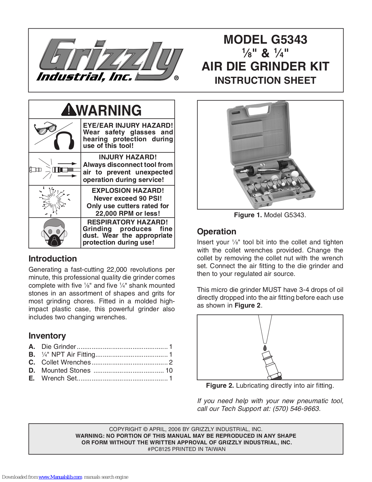 Grizzly G5343 Instruction Sheet