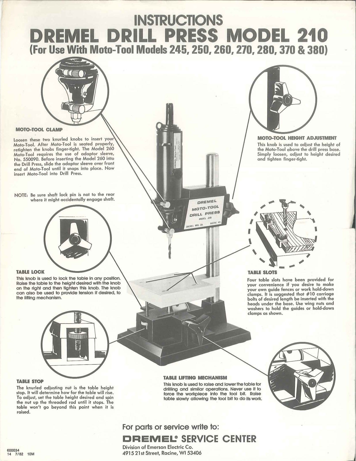 Dremel Manufacturing 210 Drill Press Drill Presses - ManualMachine.com