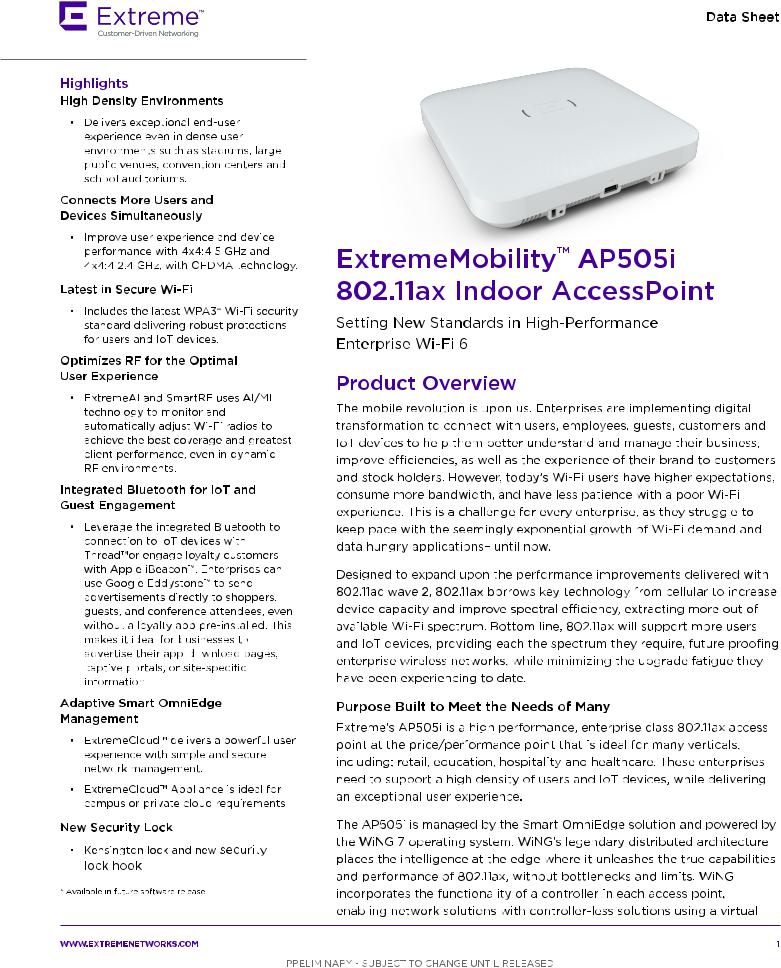 Extreme Networks AP505i User Manual
