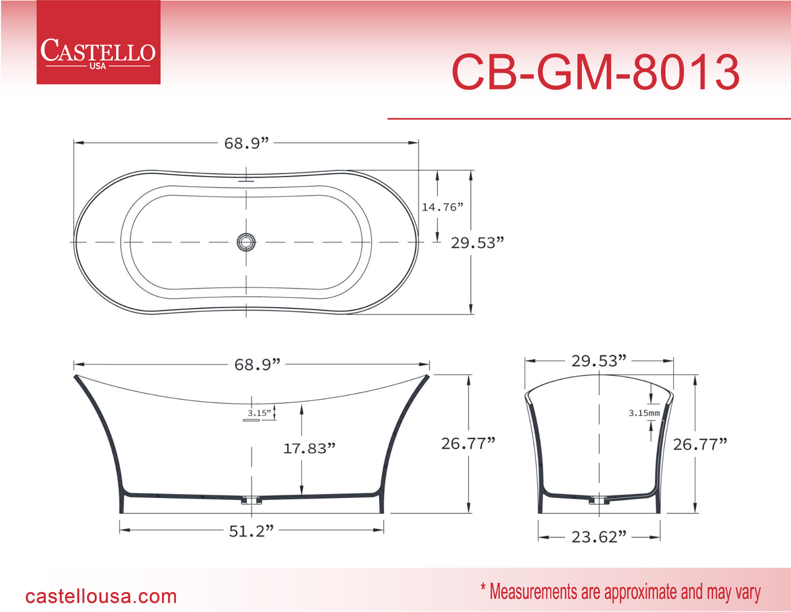 CastelloUSA CAUS1026 Dimensions - ManualMachine.com