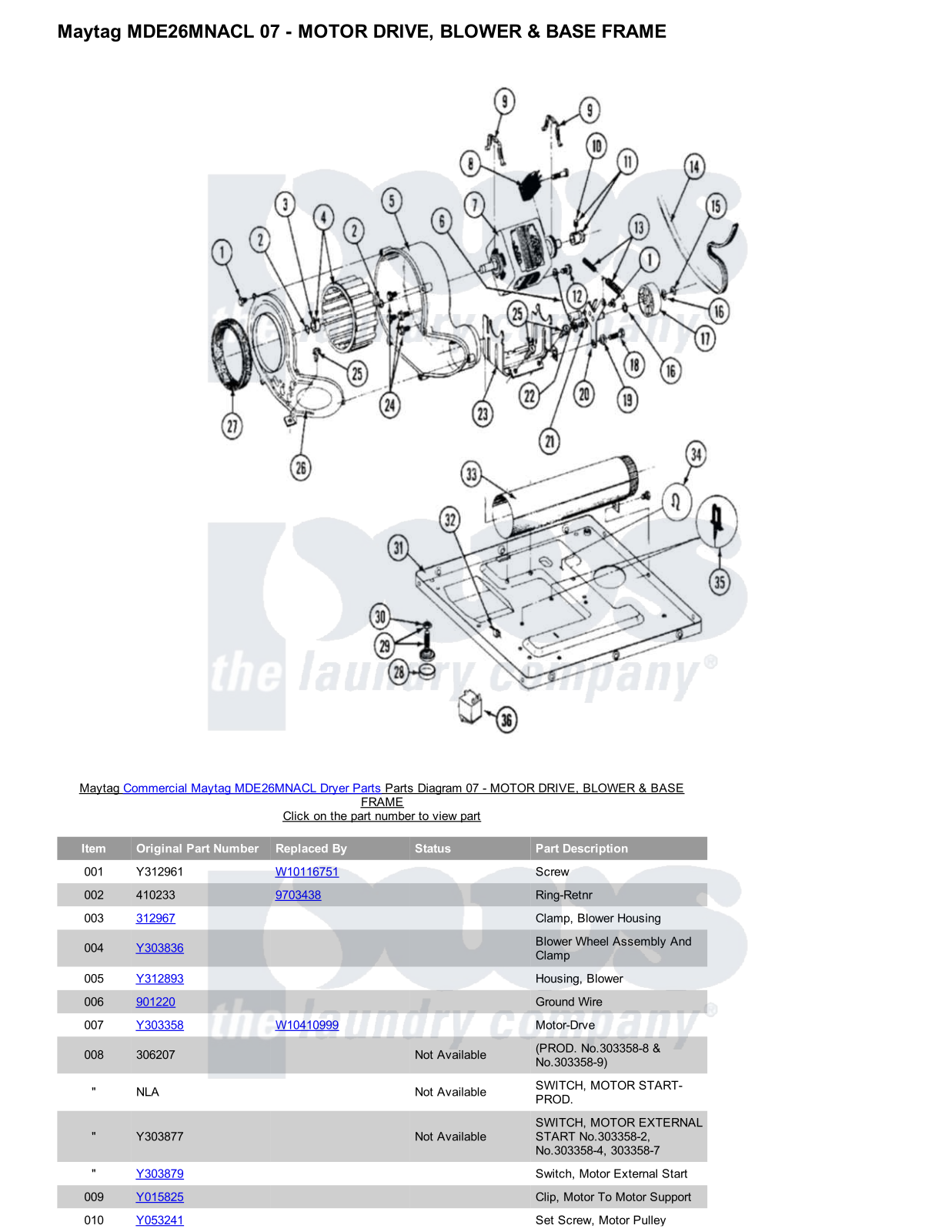 Maytag MDE26MNACL Parts Diagram